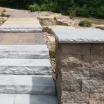 completed landscape project with paver steps and pathway
