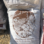 bag of bark mulch, package reads, Natural accent hardwood mulch